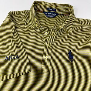 Golf Ralph Lauren Vintage Lisle Men STRIPE Short Sleeve Polo Shirt AJGA BIG PONY